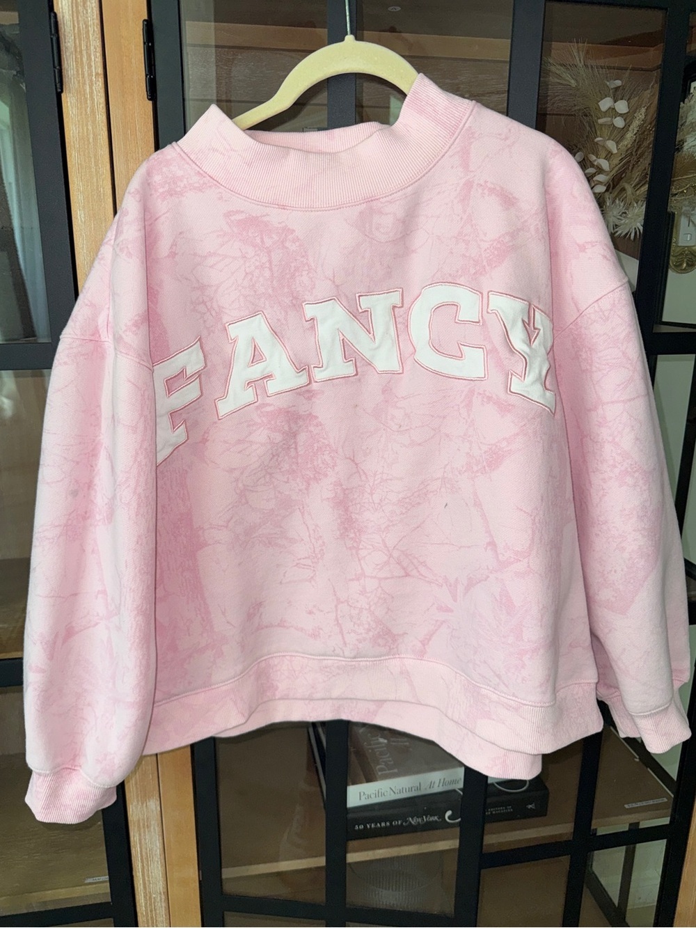 Shop Fancy camo mockneck sweatshirt pullover varsity letters parke